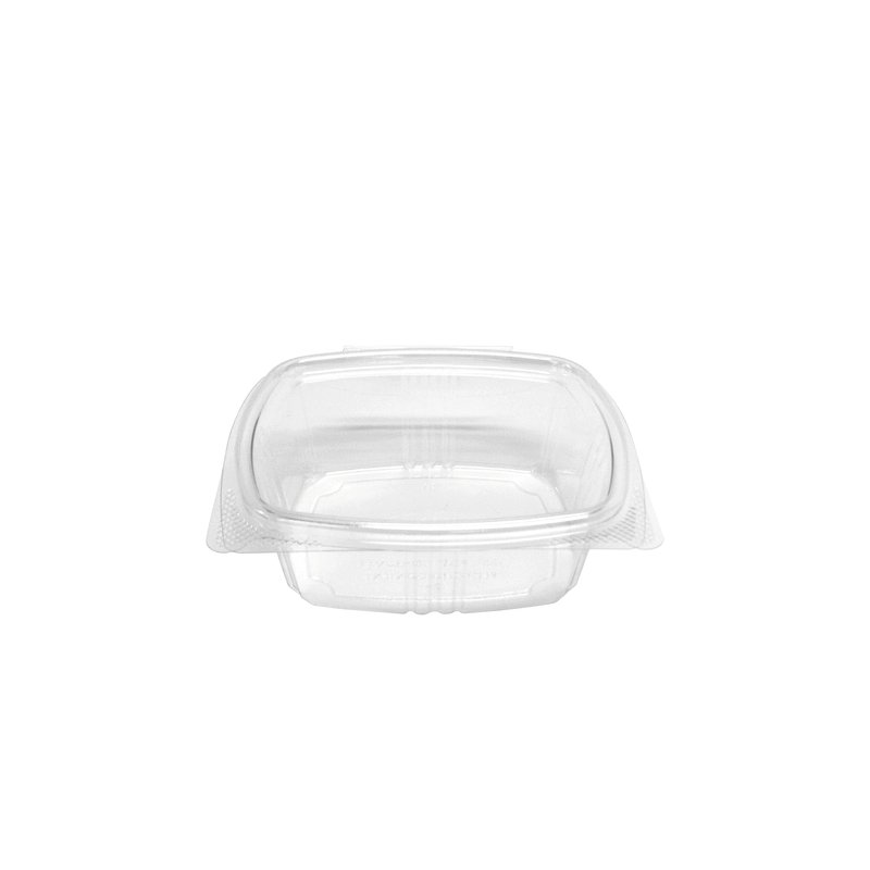 Choice 32 oz. Clear RPET Tall Hinged Deli Container with Domed Lid