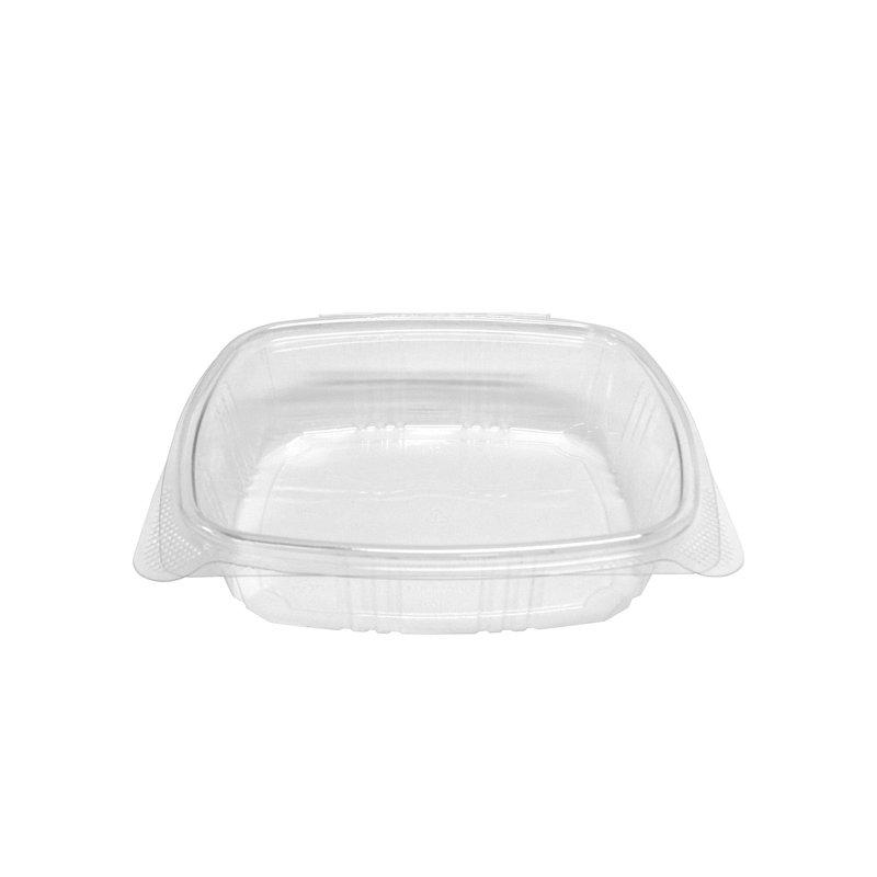 Choice 24 oz. Clear RPET Tall Hinged Deli Container with Domed Lid