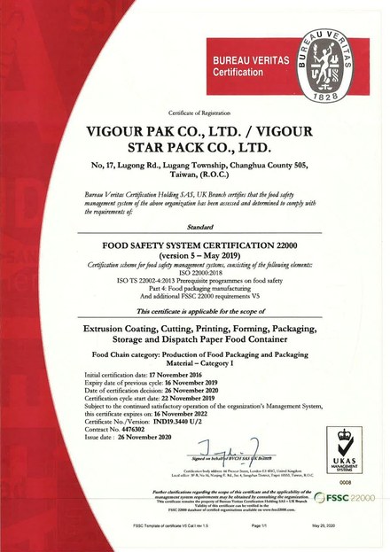 Certificated FSSC-22000-2 440