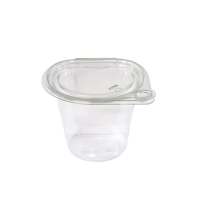 6x6 Tamper Evident 4 Compartment Clear RPET Snack Box Container & Lid  (4/75/Case)